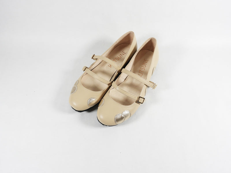 シンデレラはどこですか？DOUBLE STRAP PUMPS (BEIGE DOT) CIND_SP000X-07